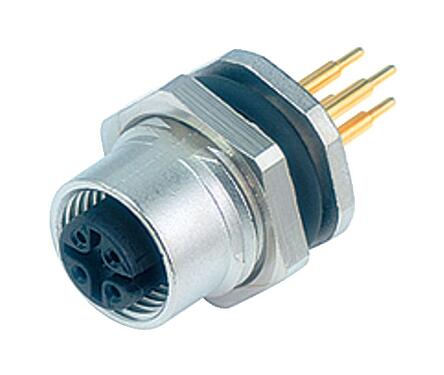 Illustration M12 Female panel mount connector, Contacts: 5, unshielded, THT, IP68, PG 9, Rear mounting