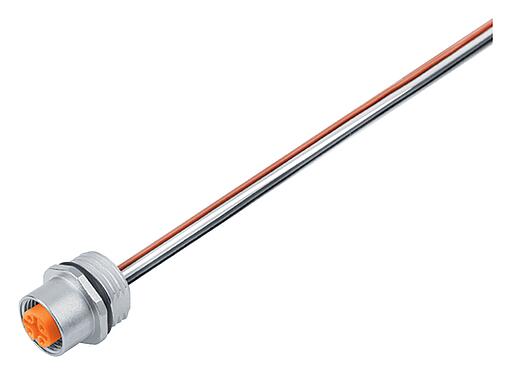 Illustration M12 Female panel mount connector, Contacts: 5, unshielded, single wires, IP68, UL 2238, M16x1.5, Front mounting