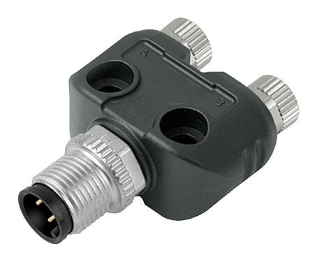 Illustration 79 5232 90 04 - M8/M12 Dubbelfördelare, Y-distributör, plugg - 2 uttag, antal poler: 4/3, oskärmad, stickbar, IP68, UL