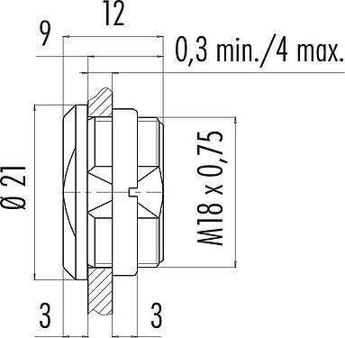 Bản vẽ tỷ lệ Nút bịt kín / Nút giả, IP67, Vòng đai ốc được bao bọc lỏng lẻo