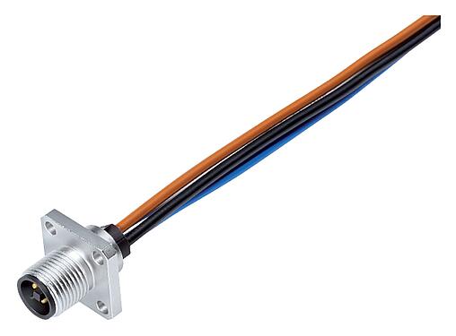 Illustration 76 0939 0115 00044-0200 - M12 Embase mâle, carré, Contacts: 4, non blindé, fils, IP40, UL 2238, M3 (4x), Montage frontal