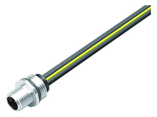 Illustration M12 Embase mâle, Contacts: 5, non blindé, fils, IP68, UL 2238, M16x1,5, Montage frontal, coulé