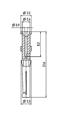 Scale drawing 61 0896 139 - RD24 / Bayonet HEC - Socket contact, 100 pcs.; Series 692/693/696