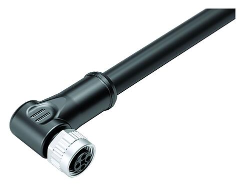 Illustration 77 0634 0000 50704-0500 - M12 Connecteur femelle coudé, Contacts: 4, non blindé, surmoulé sur le câble, IP68, PUR, noir, 4 x 1,50 mm², 5 m