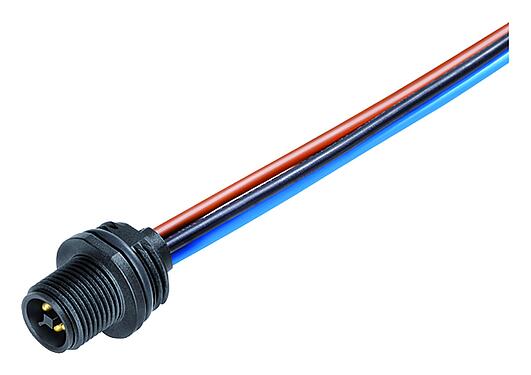 Ábrák M12 panelre szerelhető csatlakozó, : 4, árnyékolatlan, sodrott vezeték, IP68, UL 2238, M16x1,5, elülső rögzítés