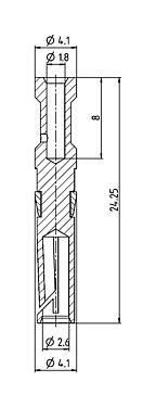 Scale drawing 61 0901 139 - Bayonet HEC - Socket contact, 100 pcs.; Series 696