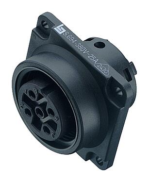 Ilustracja RD30 Złącze panelowe żeńskie, Kontaktów: 4+PE, nieekranowany, zacisk śrubowy, IP65, ESTI+, VDE, Montaż z przodu