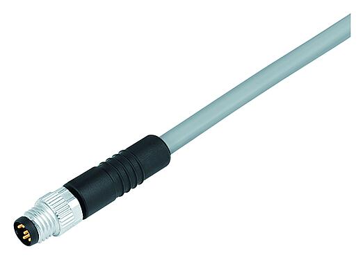 Illustration 77 3405 0000 20004-0200 - M8 Male cable connector, Contacts: 4, unshielded, moulded on the cable, IP67, UL, PVC, grey, 4 x 0.34 mm², 2 m
