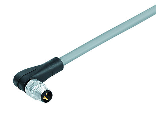 Illustration 77 3403 0000 20012-0500 - M8 Male angled connector, Contacts: 12, unshielded, moulded on the cable, IP67, UL, PVC, grey, 12 x AWG 28, 5 m