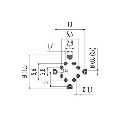 Disposizione dei conduttori M12 Connettore femmina a flangia, Numero poli: 8, schermabile, SMT, IP68, M14x1,0, Montaggio su panello posteriore