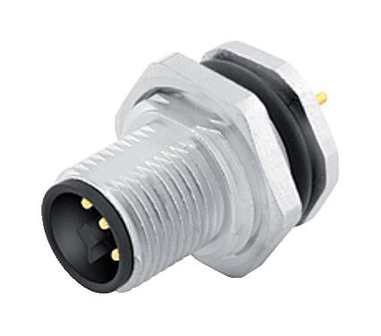 Illustration 09 0631 90 04 - M12 Male panel mount connector, Contacts: 4, unshielded, THT, IP68, UL, VDE, M16x1.5, Front mounting