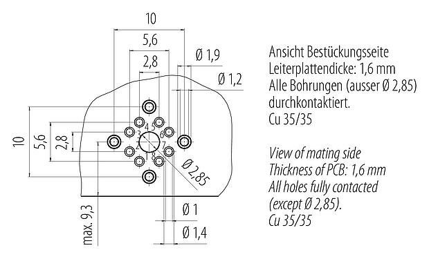 Geleiderconfiguratie M12 Contactinzetstuk, aantal polen: 8, schermbaar, THT, IP67, UL