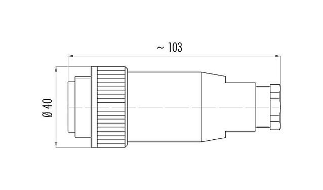 Výkres v měřítku RD30 Zástrčka kabelu, : 12+PE, 14,0-18,0 mm, nestíněný, pájka, IP65