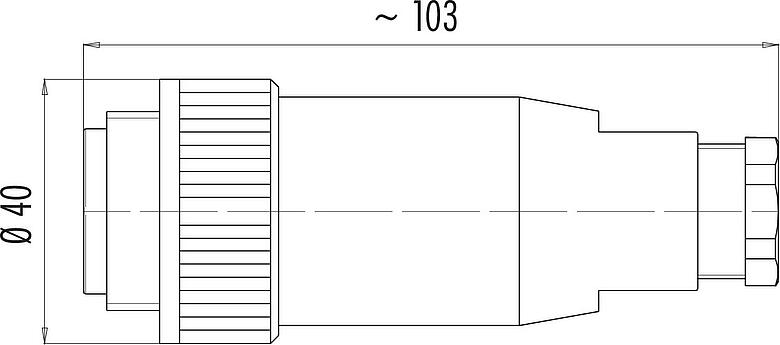 Rysunek z wymiarami RD30 Męskie złącze kablowe proste, Kontaktów: 24, 14,0-18,0 mm, nieekranowany, lutowanie, IP65