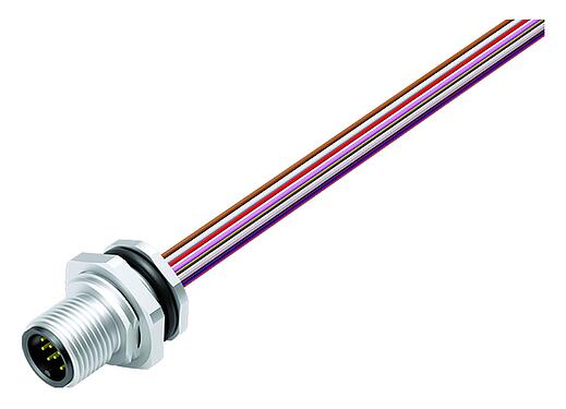 Abbildung 76 2631 1111 00012-0200 - M12 Flanschstecker, Polzahl: 12, ungeschirmt, Litzen, IP68, UL, M16x1,5, Rückwandmontage, Edelstahl