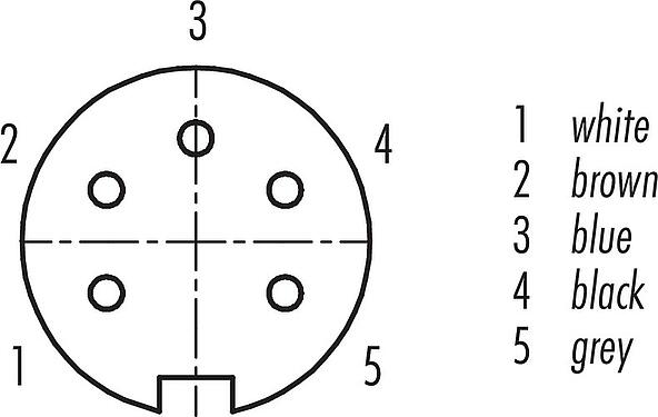 Koskettimien järjestys (plug in -puoli) M16 Kaapelirasia, Napojen määrä: 5 (05-a), suojaamaton, suihkutettu kaapelille, IP67, PUR, musta, 5 x 0,25 mm², 2 m