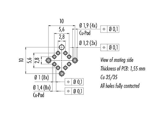 Disposizione dei conduttori 99 4174 90 08 - M16 Connettore femmina a flangia, Numero poli: 8, schermabile, THR, IP67
