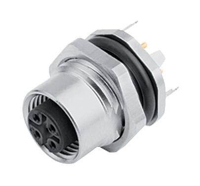 Illustratie M12 Female panel mount connector, aantal polen: 8, schermbaar, THT, IP68, UL 2238, PG 9, Achterwandmontage, gegoten