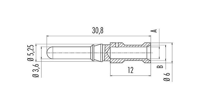 Desenho da escala 61 1285 139 - Bayonet HEC - Contato pino para versão 4+PE, 100 pcs.; Série 696