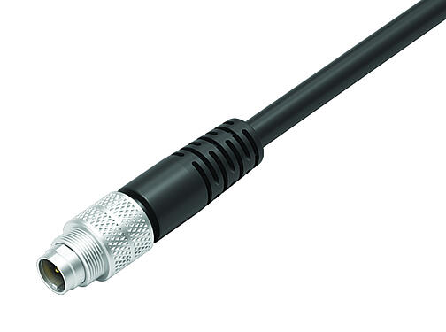 Vue 3D 79 1409 15 04 - M9 IP67 Connecteur mâle, Contacts: 4, blindé, surmoulé sur le câble, IP67, PUR, noir, 5 x 0,25 mm², 5 m