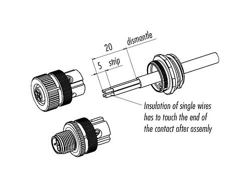 Assembly instructions 99 0693 500 04 - M12 Male panel mount connector, Contacts: 3+PE, unshielded, screw clamp, IP68, UL, VDE, M20x1.5, for the power supply