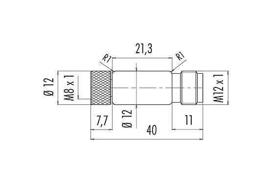 Skalritning 09 5280 00 03 - M12/M8 Adapter, antal poler: 3, oskärmad, stickbar, IP67