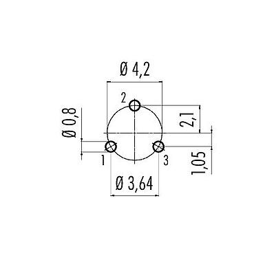 Conductor layout 99 9208 090 03 - Snap-In Female panel mount connector, Contacts: 3, unshielded, THT, IP67, UL