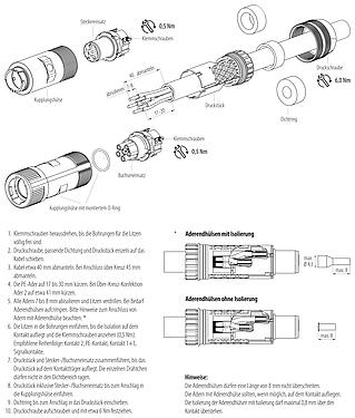 Montageanleitung 99 6165 000 06 - Bajonett Kabelstecker, Polzahl: 6 (3+PE+2), 7,0-14,0 mm, ungeschirmt, schraubklemm, IP67 gesteckt und verriegelt