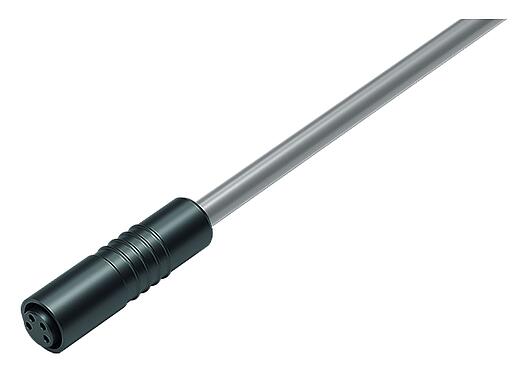Illustration 79 3386 45 04 - Snap-In Female cable connector, Contacts: 4, unshielded, moulded on the cable, IP65, PVC, black, 4 x 0.25 mm², Snap-in version, 5 m