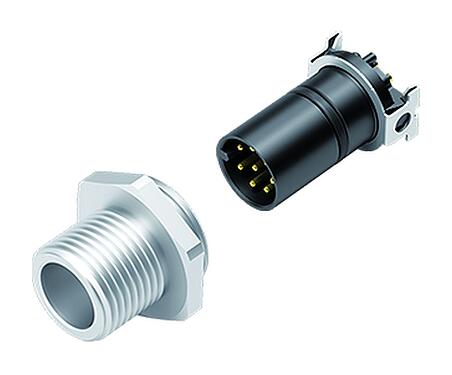 Illustration M12 Male panel mount connector, Contacts: 8, unshielded, SMT, IP67, M12x1.0, Front mounting