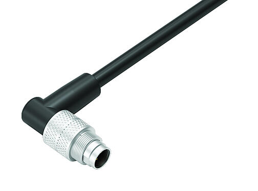 Vue 3D 79 1451 272 03 - M9 IP67 Connecteur mâle coudé, Contacts: 3, non blindé, surmoulé sur le câble, IP67, PUR, noir, 3 x 0,25 mm², 2 m