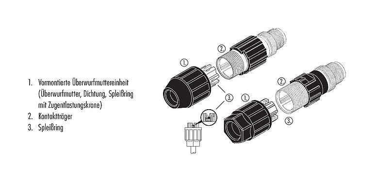 Montageanleitung M12 Kabelstecker, Polzahl: 4, 3,5-6,0 mm, ungeschirmt, IDC, IP67