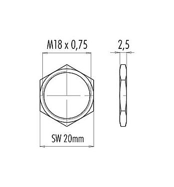 Scale drawing 01 0146 001 - M16 IP67 - hex nut; series 423/425/723