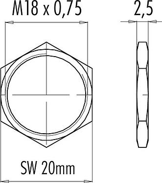 Maßzeichnung 01 0146 001 - M16 IP67 - Sechskantmutter