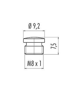 Maßzeichnung 08 2441 000 000 - M8 / AS-Interface - Schutzkappe für Dosen und M8 Verteiler; Serie 718/772/775/768