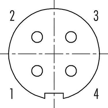 Contact arrangement (Plug-in side) Push Pull Female panel mount connector, Contacts: 4, shieldable, solder, IP67, M14x0,5, Rear mounting