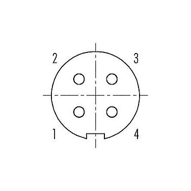 Disposizione dei contatti (lato connessione) 09 4912 080 04 - Spingere Tirare Connettore femmina a flangia, Numero poli: 4, non schermato, saldare, IP67, montaggio anteriore