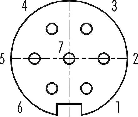 Contact arrangement (Plug-in side) Push Pull Female panel mount connector, Contacts: 7, shieldable, solder, IP67, M21x1,0, Rear mounting