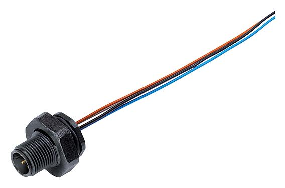 Illustration M12 Embase mâle, Contacts: 12, non blindé, fils, IP67, M16x1,5, Montage mural arrière, coulé