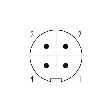 Disposizione dei contatti (lato connessione) 09 4911 081 04 - Spingere Tirare Connettore maschio a flangia, Numero poli: 4, schermabile, saldare, IP67, montaggio anteriore