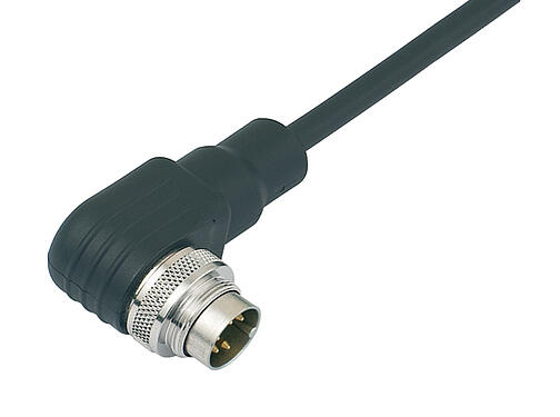 Illustration 79 6313 200 05 - M16 Male angled connector, Contacts: 5 (05-a), shielded, moulded on the cable, IP67, PUR, black, 5 x 0.25 mm², 2 m