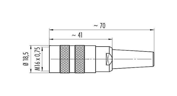 Dessin coté M16 Connecteur femelle, Contacts: 4 (04-a), 6,0-8,0 mm, blindable, pince à visser, IP40