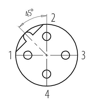 Kontaktarrangemang (anslutningssidan) 99 0430 235 04 - M12 Vinkeluttag, antal poler: 4, 6,0-8,0 mm, oskärmad, skruvkläm, IP67, UL