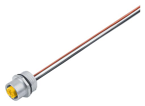 Illustration M12 Female panel mount connector, Contacts: 4, unshielded, single wires, IP68, UL 2238, M16x1.5, Front mounting