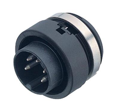 Illustration Bayonet Male panel mount connector, Contacts: 5, unshielded, solder, IP40, M18x0,75, Front mounting