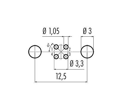 Conductor layout 86 6620 1120 00404 - M8 Female panel mount connector, Contacts: 4, shieldable, THT, IP67