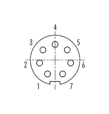 Disposizione dei contatti (lato connessione) 09 4928 080 07 - Spingere Tirare Connettore femmina a flangia, Numero poli: 7, non schermato, saldare, IP67, montaggio anteriore