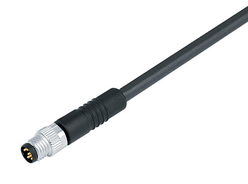 Illustration 77 3405 0000 50005-0200 - M8 Male cable connector, Contacts: 5, unshielded, moulded on the cable, IP67, UL, PUR, black, 5 x 0.34 mm², 2 m