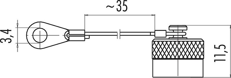 Dessin coté Capuchon de protection, IP67, pour embase mâle