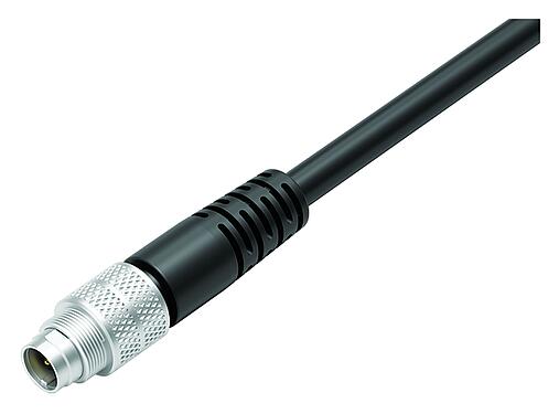 Illustratie 79 1409 12 04 - M9 Kabelstekker, aantal polen: 4, afgeschermd, aan de kabel aangegoten, IP67, PUR, zwart, 5 x 0,25 mm², 2 m